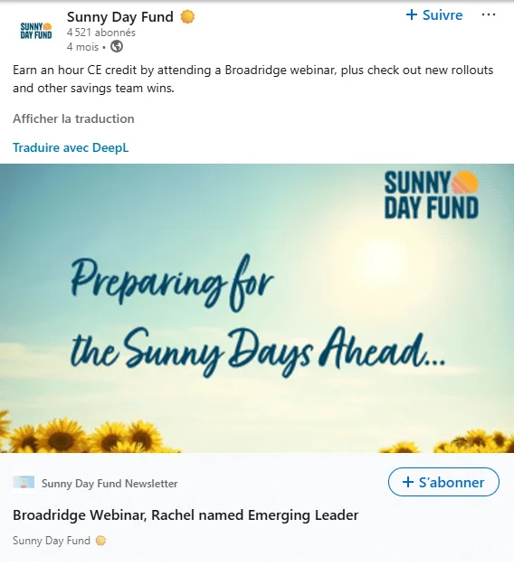 Webinar announcement post example
