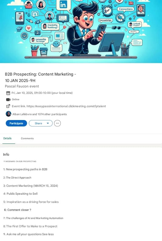Strategia di contenuti su LinkedIn: esempio di eventi su LinkedIn.