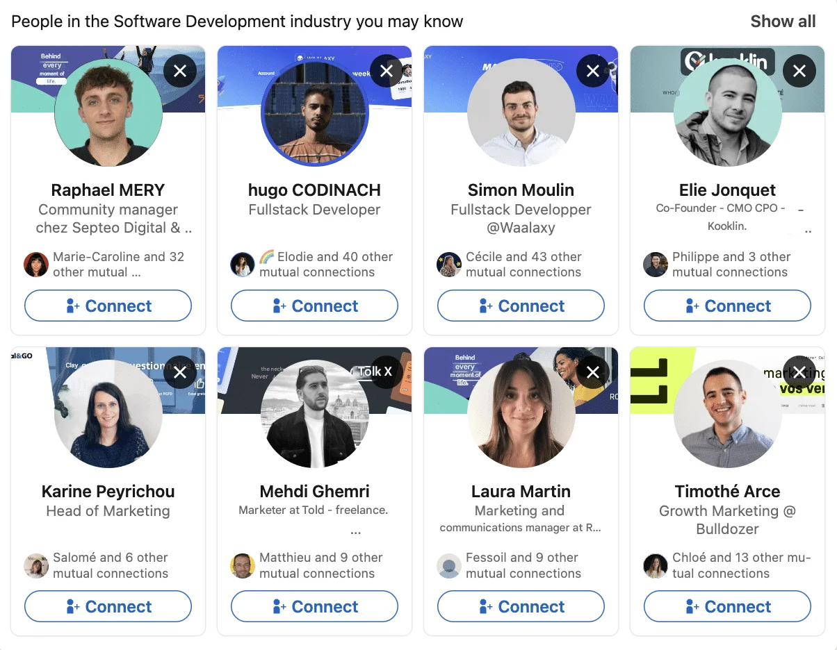 Strategia dei contenuti di LinkedIn e invio di richieste di connessione.