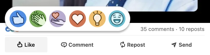 Strategia dei contenuti di LinkedIn: reagire ai post.