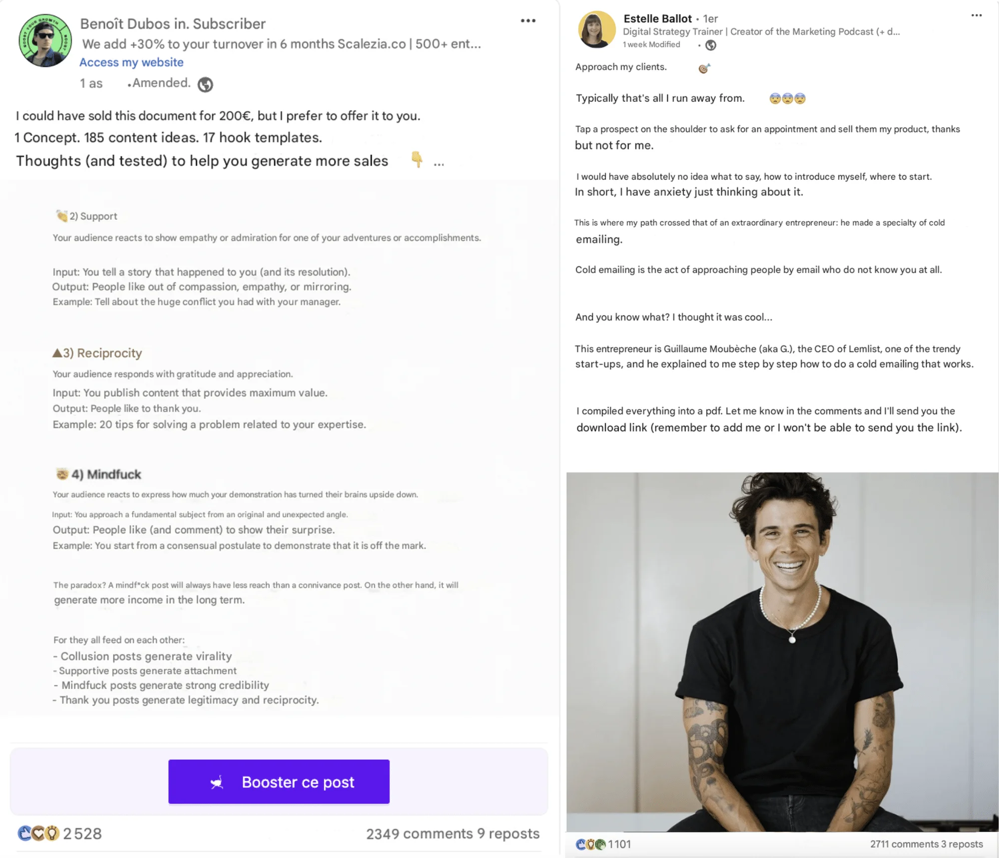 Exemples stratégie contenu posts LinkedIn