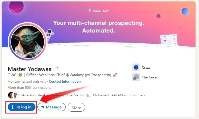 Profil LinkedIn prospection automatisée Waalaxy
