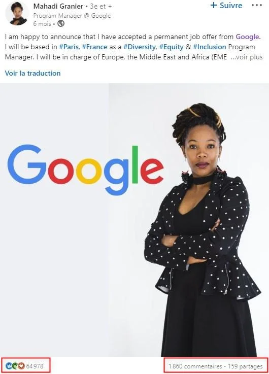 Publication employée chez Google Linkedin