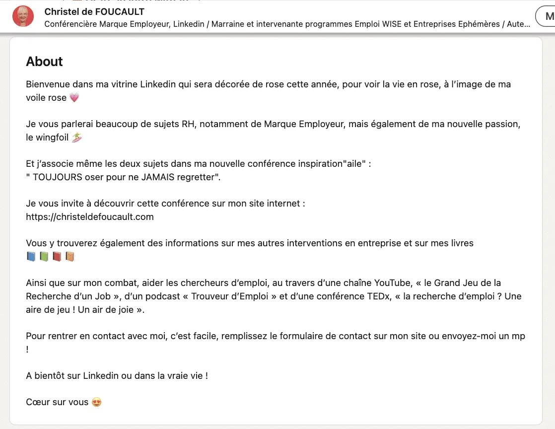 example LinkedIn summary