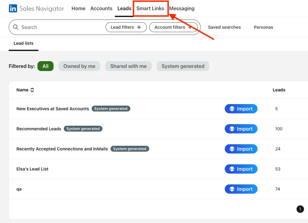 LinkedIn Sales Navigator and LinkedIn Smart Links and Teamlinks.