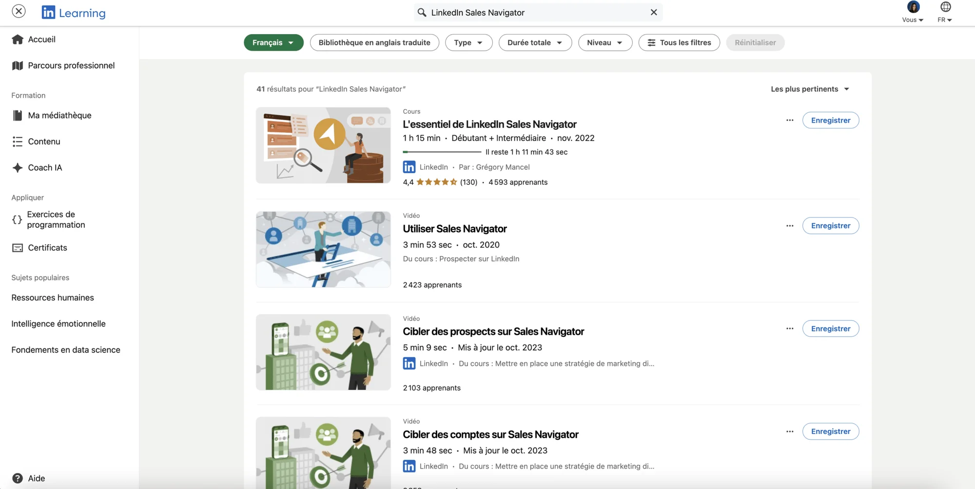 Formation Sales Navigator avec LinkedIn Learning