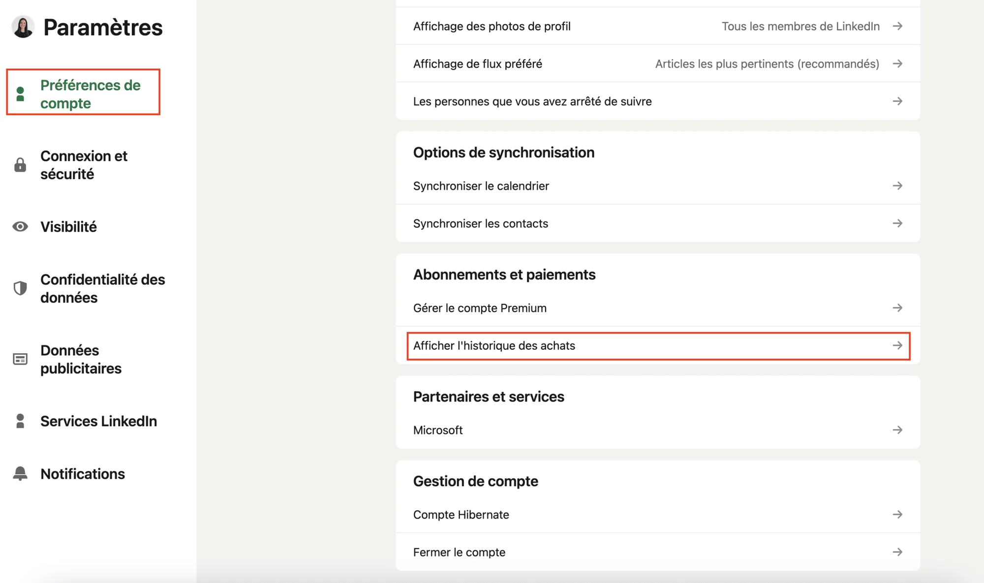 Obtenir une facture pour l'abonnement LinkedIn Sales Navigator.