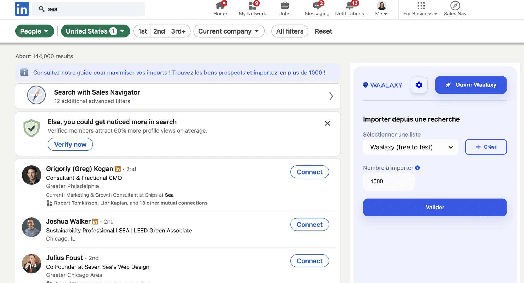 LinkedIn recherche prospects Waalaxy