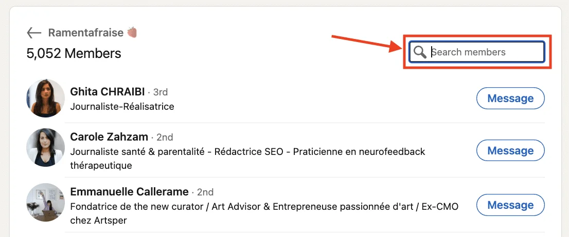 Search for a member of a LinkedIn Group