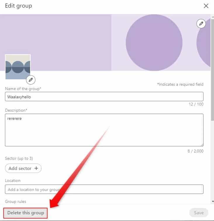 Edit LinkedIn group