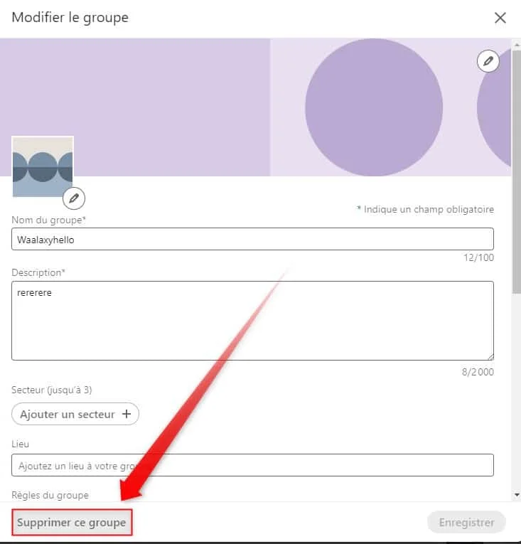 Supprimer un groupe LinkedIn