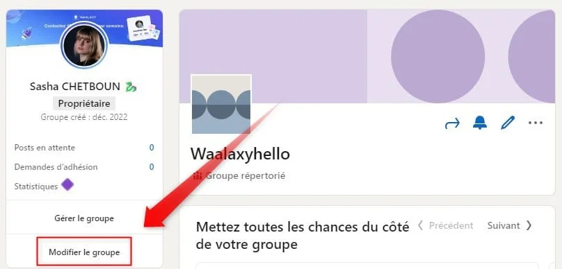 Modifier un groupe LinkedIn