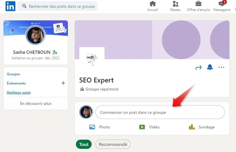 Publier dans les groupes LinkedIn.