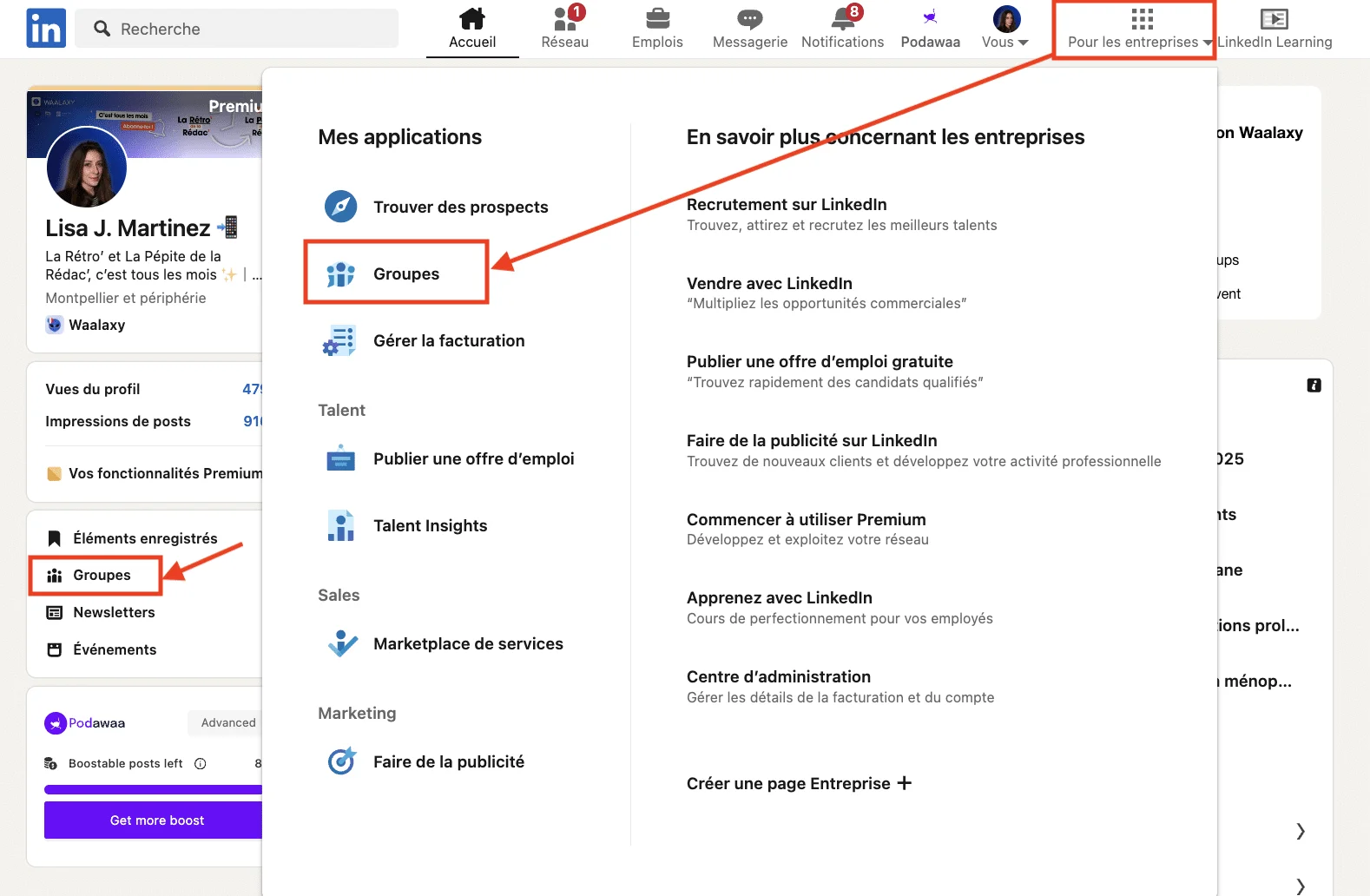 Avoir accès aux groupes LinkedIn auxquels vous êtes membres.