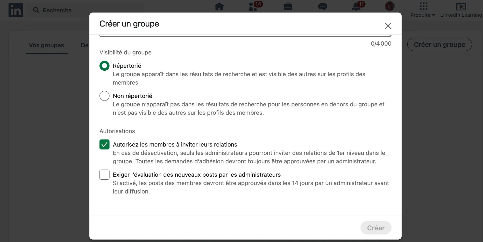 Paramétrer la visibilité des groupes LinkedIn.