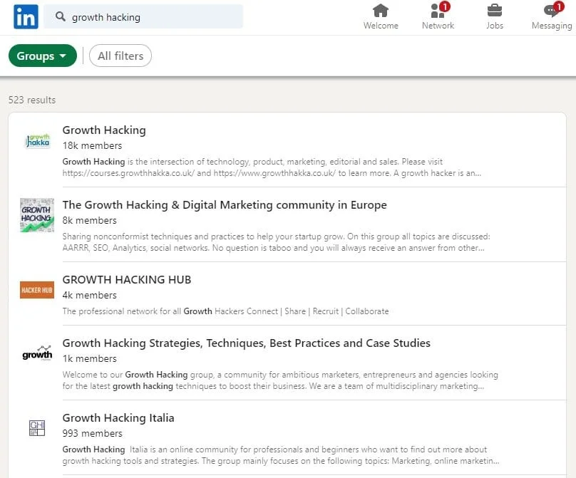 LinkedIn growth hacking résultats groupes
