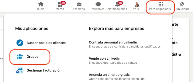 crear un grupo sobre linkedin step 1