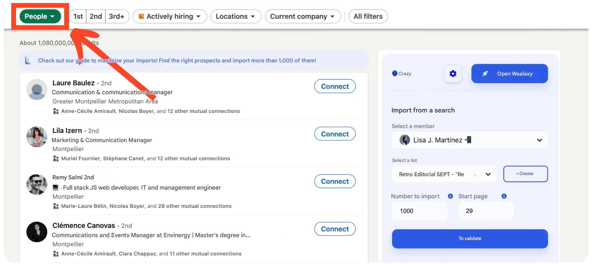 LinkedIn networking search