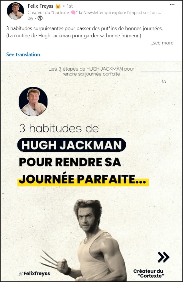 "3 habitudes de Hugh Jackman pour rendre sa journée parfaite."