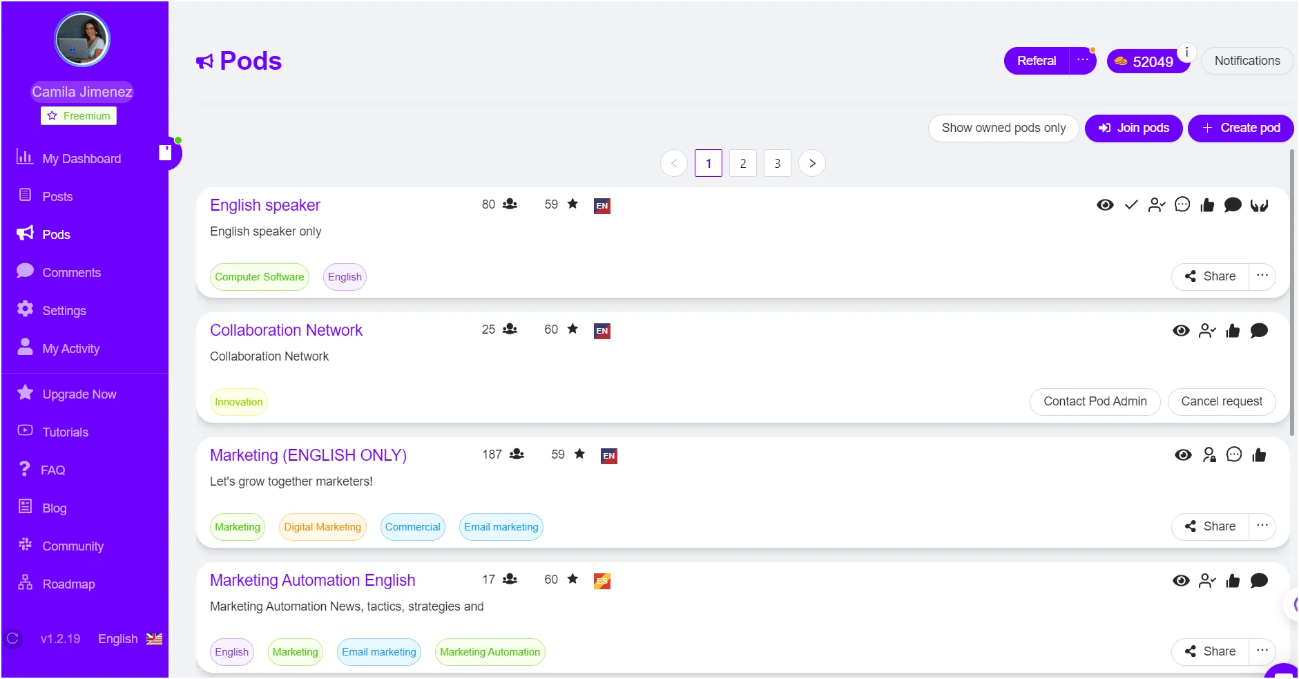 Pods platform collaboration English speaker marketing