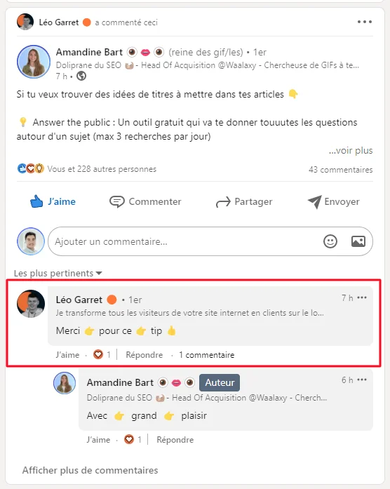 Conversation prospection LinkedIn Waalaxy