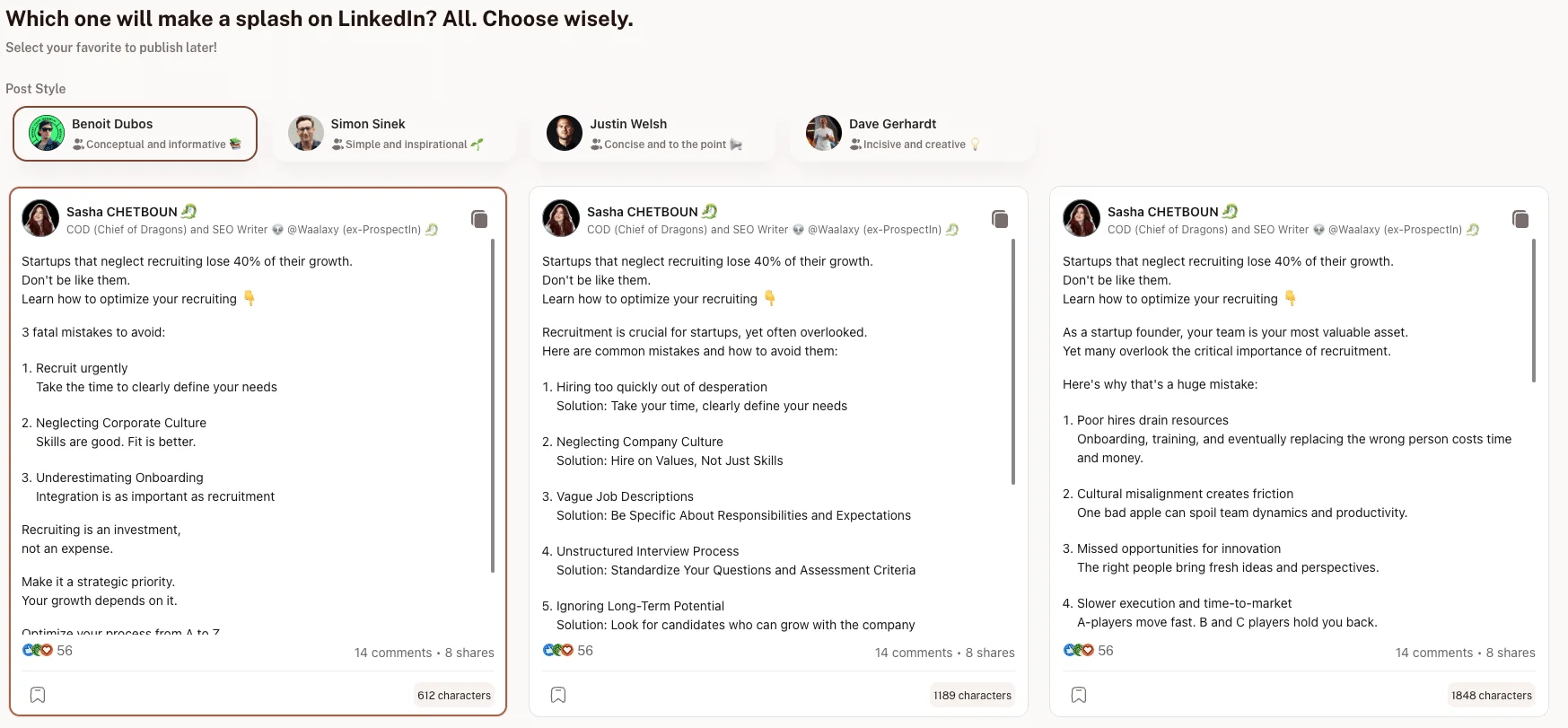 LinkedIn case content study - tool