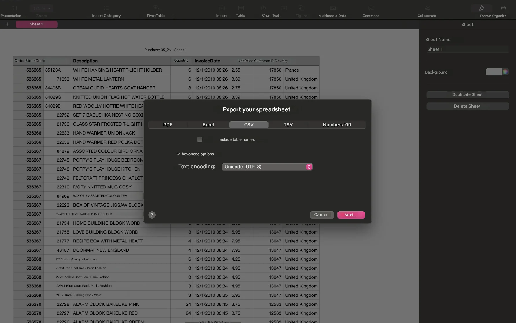 Create a CSV file