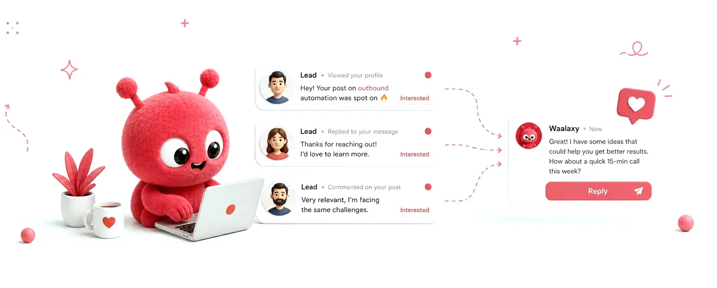 Waalaxy — des leads LinkedIn intéressés répondent aux messages, avec une réponse prête à envoyer
