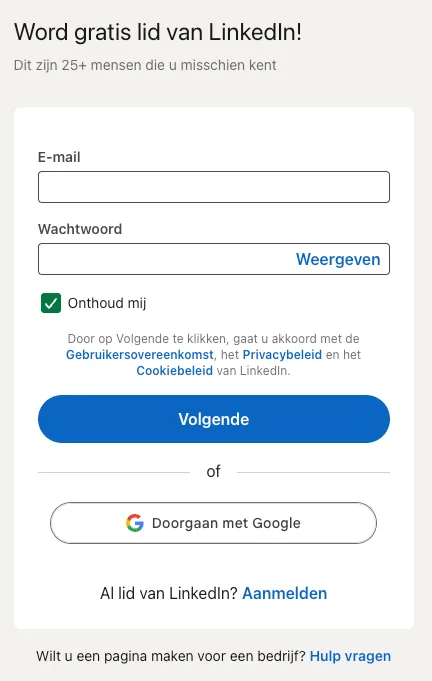 Linkedin sign in nl