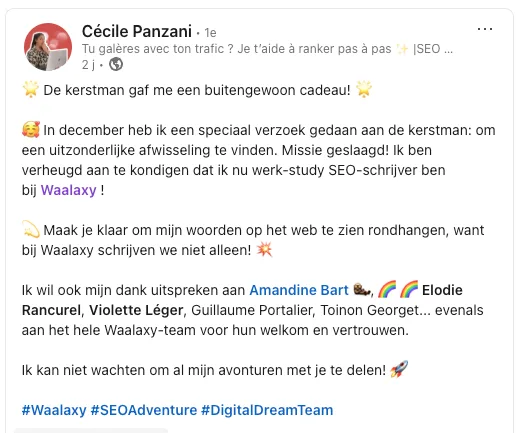 Cecile panzani promotion post nl