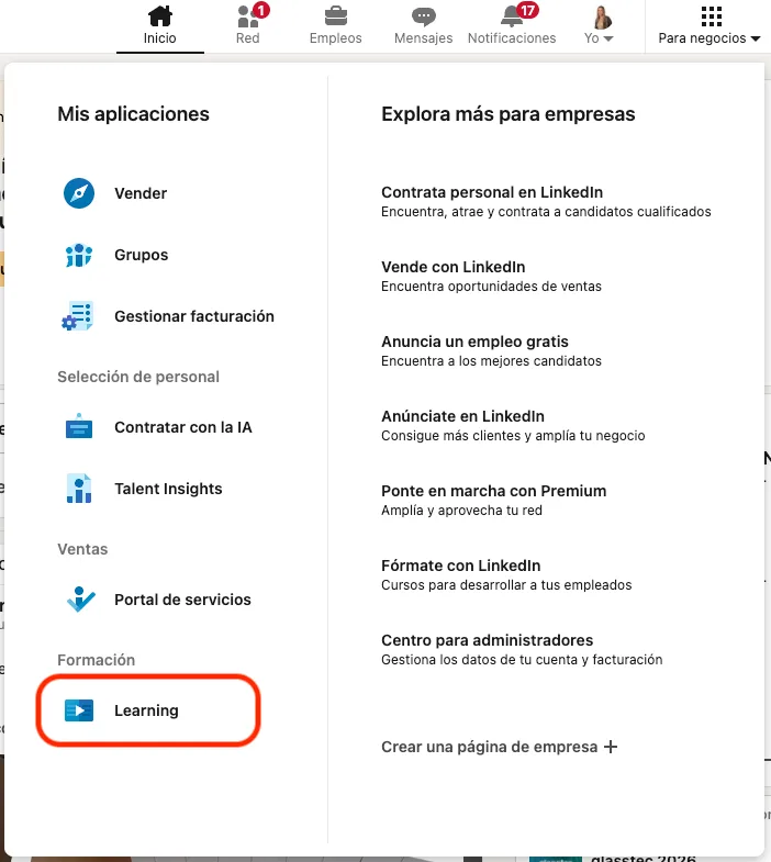 Acceder a linkedin learning
