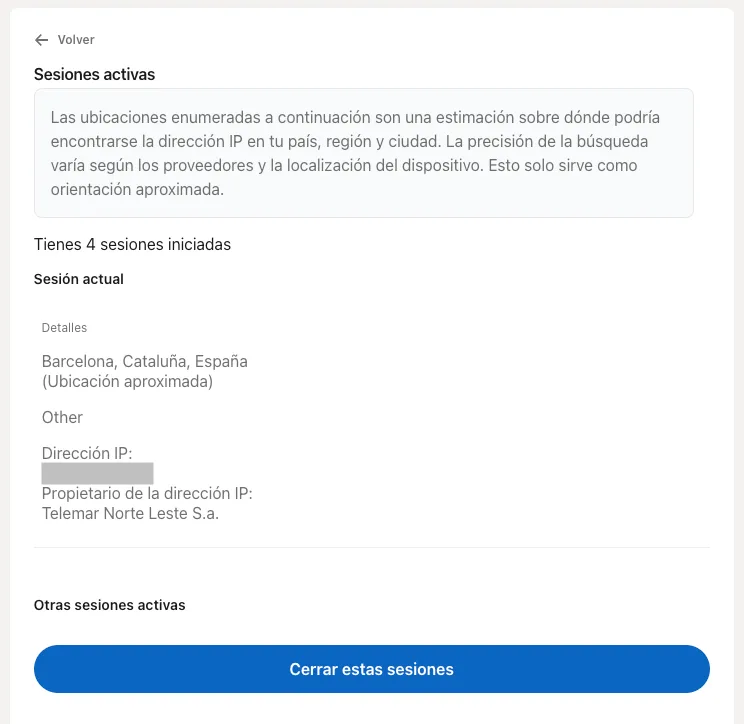 Donde has iniciado sesion de linkedin
