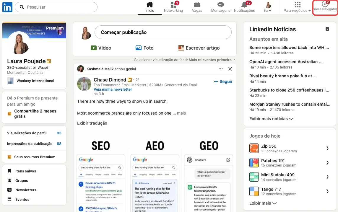 Aceder ao Sales Navigator