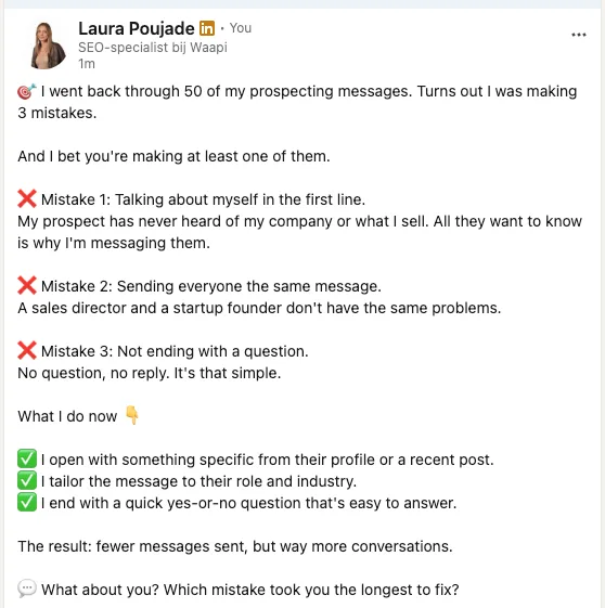 Good linkedin post with emojis
