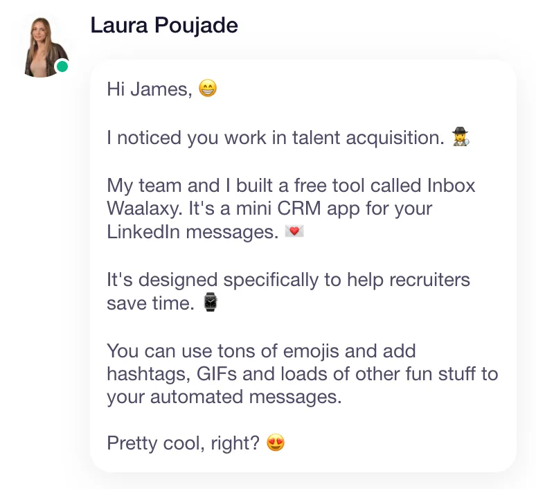 Linkedin message with emojis