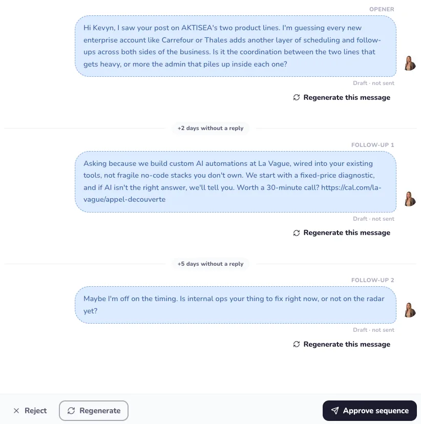 Waalaxy ai inbox sequence approval en