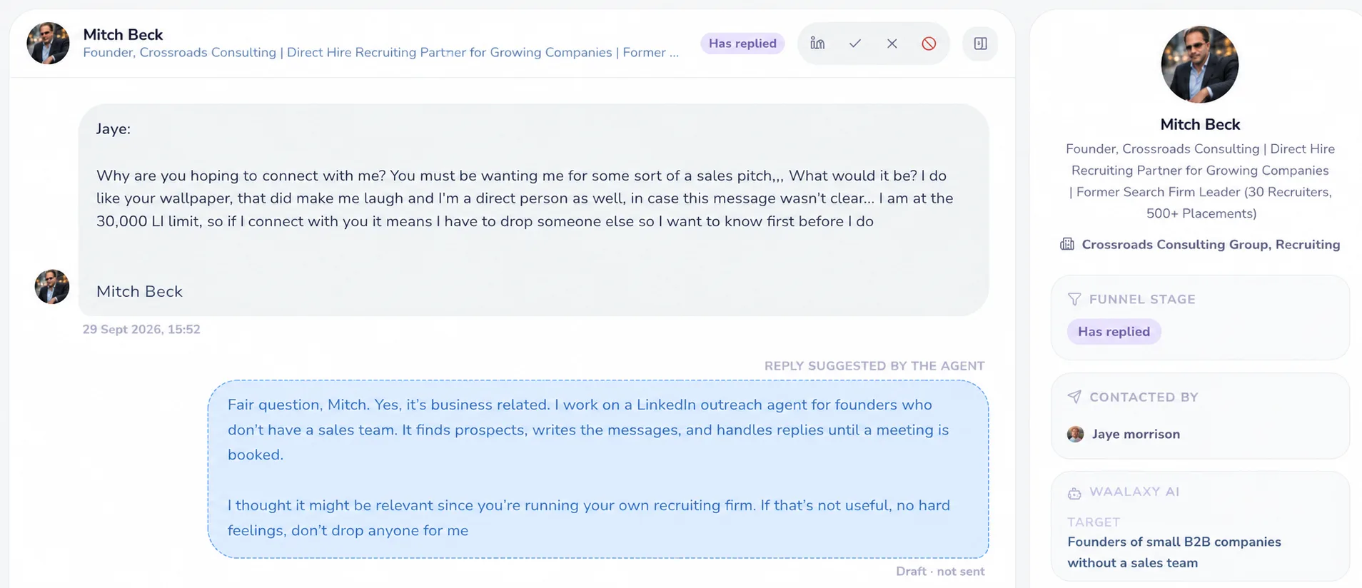 Conversation started in waalaxy ai with targets'details
