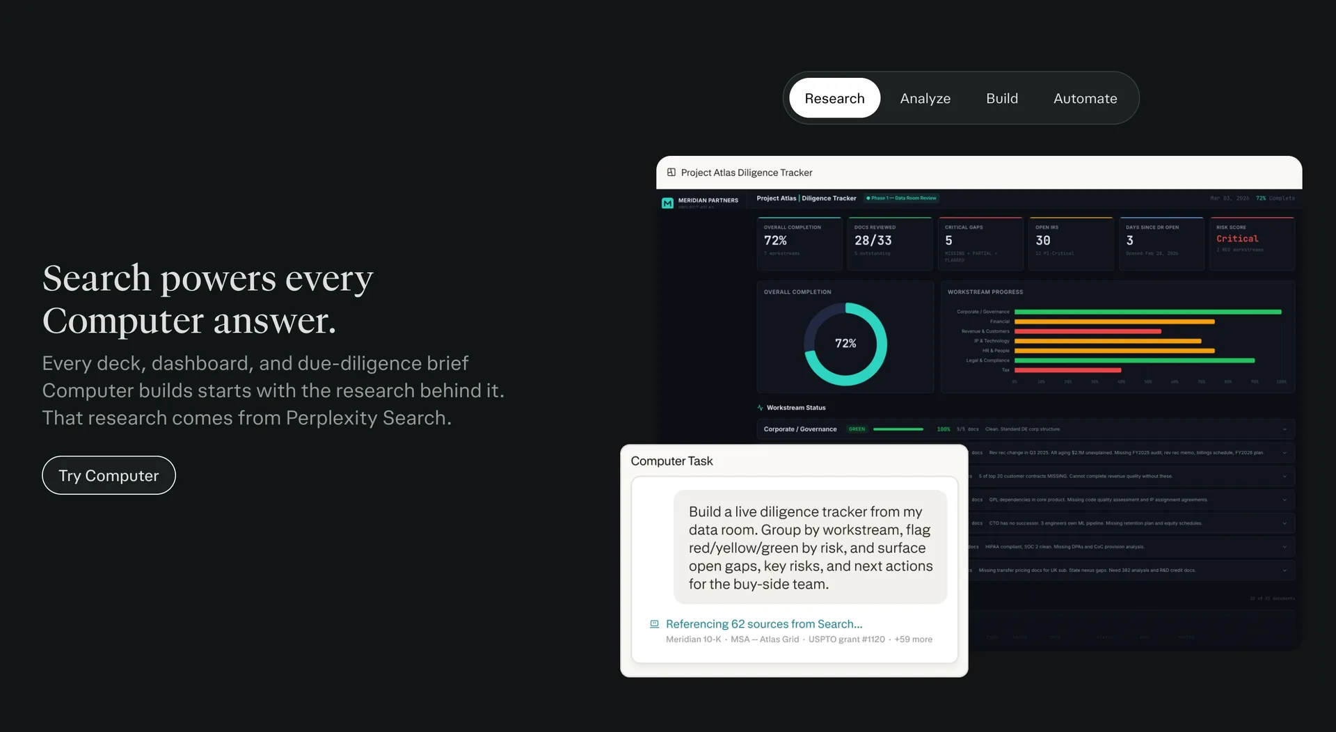 Perplexity website interface