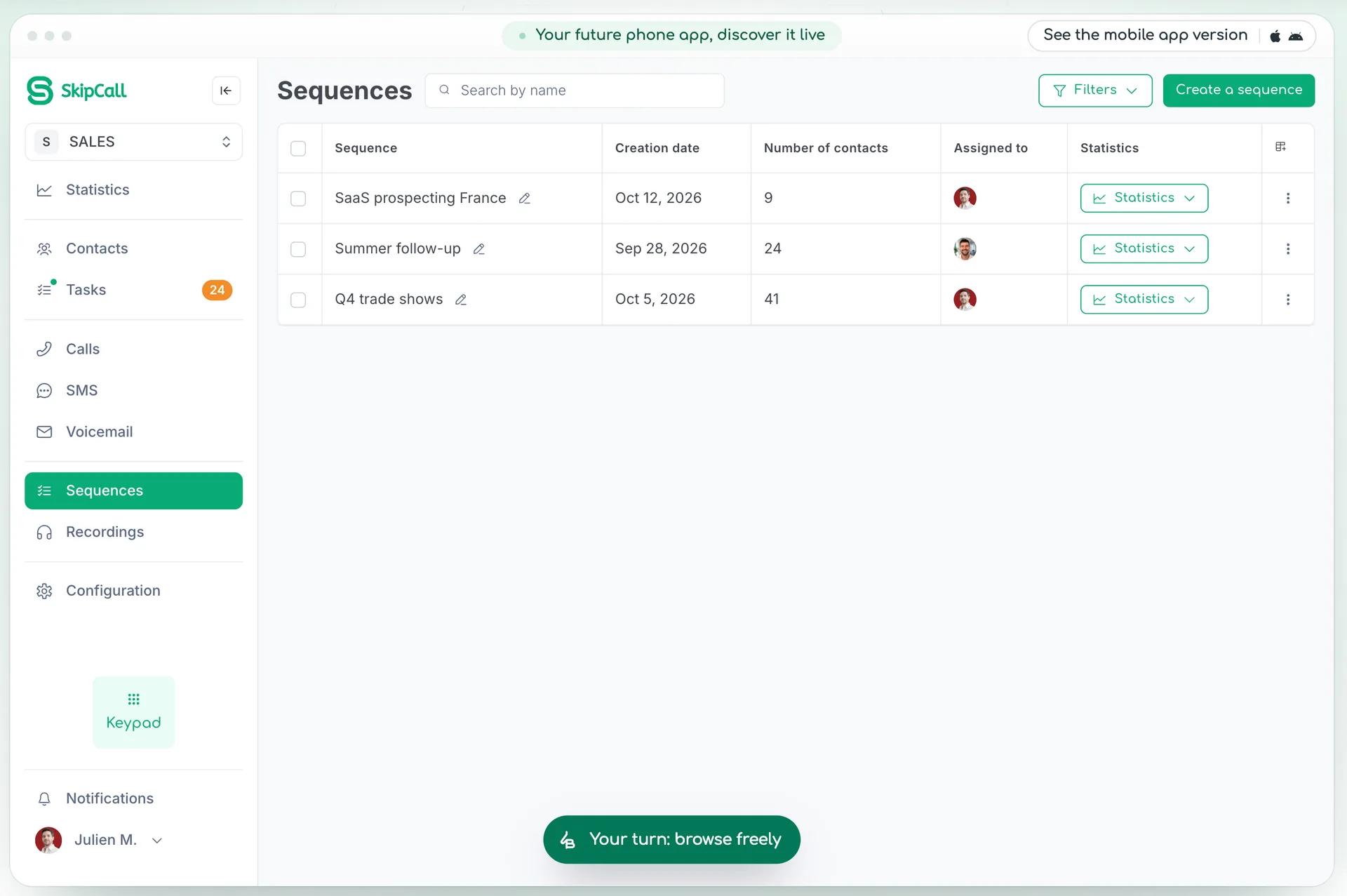Skipcall interface, 4-line parallel dialer with telephony included