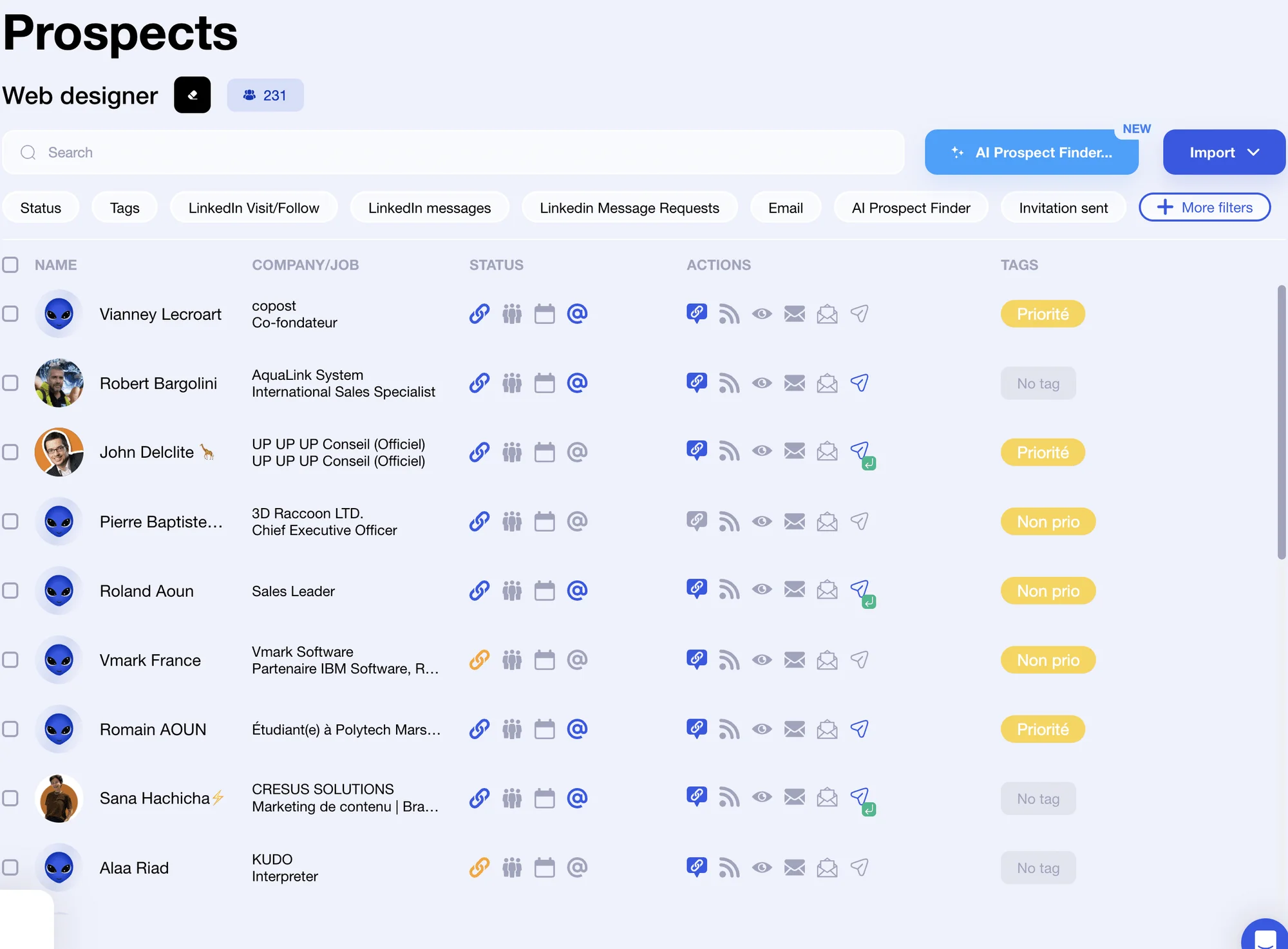 Prospects Waalaxy prospection LinkedIn
