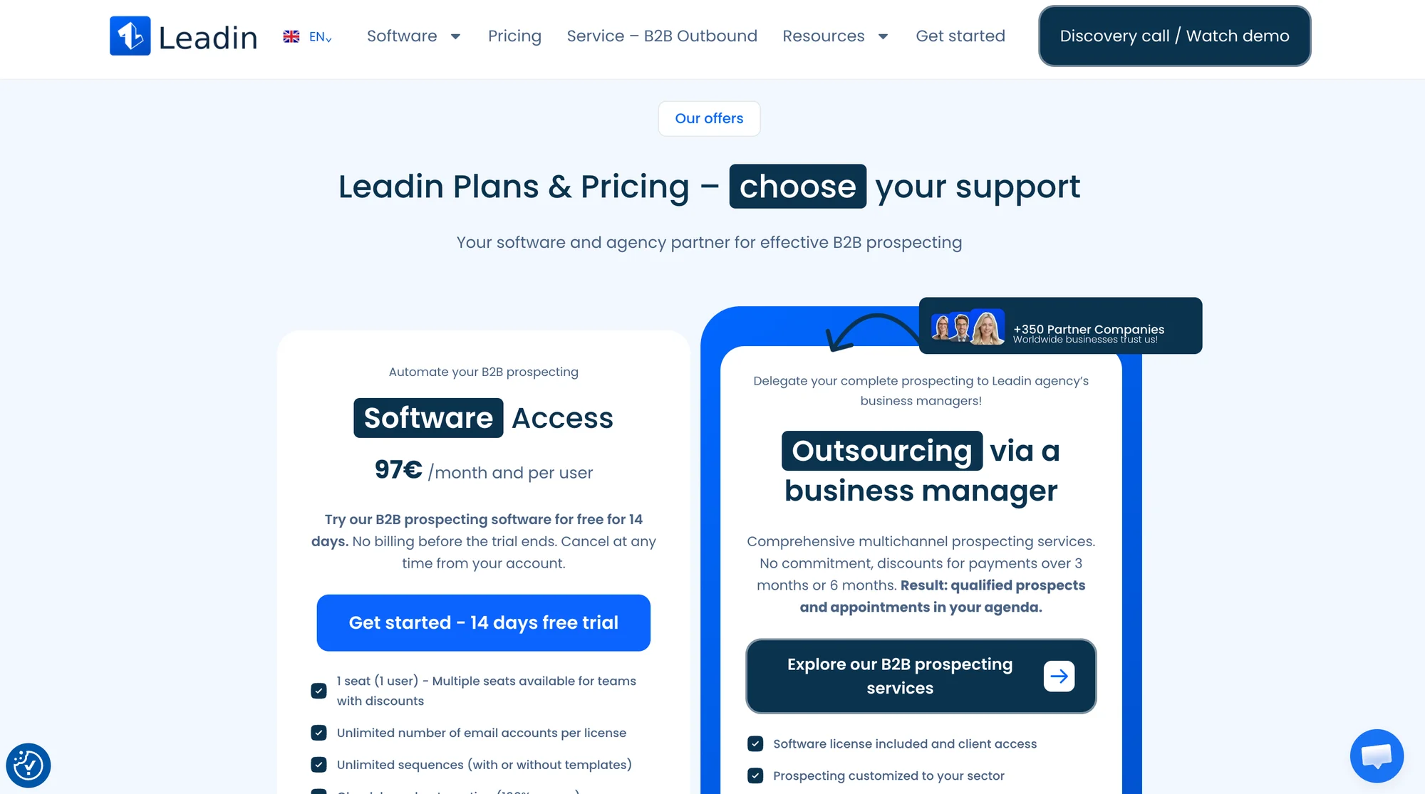 Pricing for the 2 Leadin subscriptions