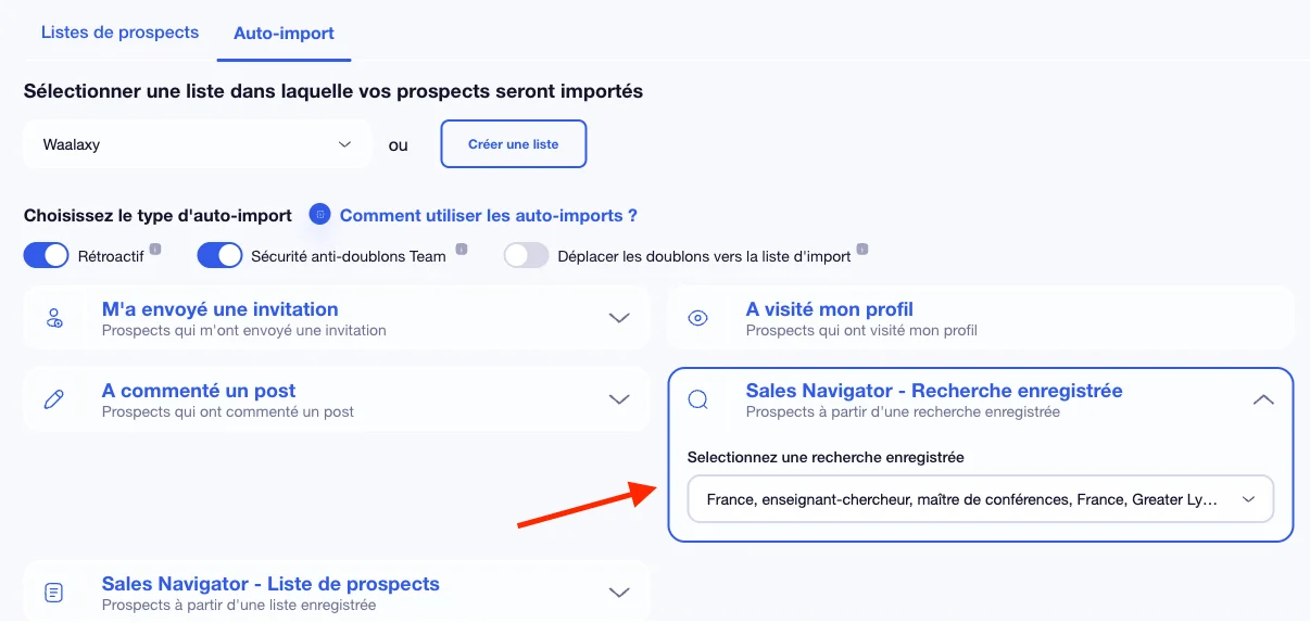 scraper profil LinkedIn Sales navigator, recherche enregistrée