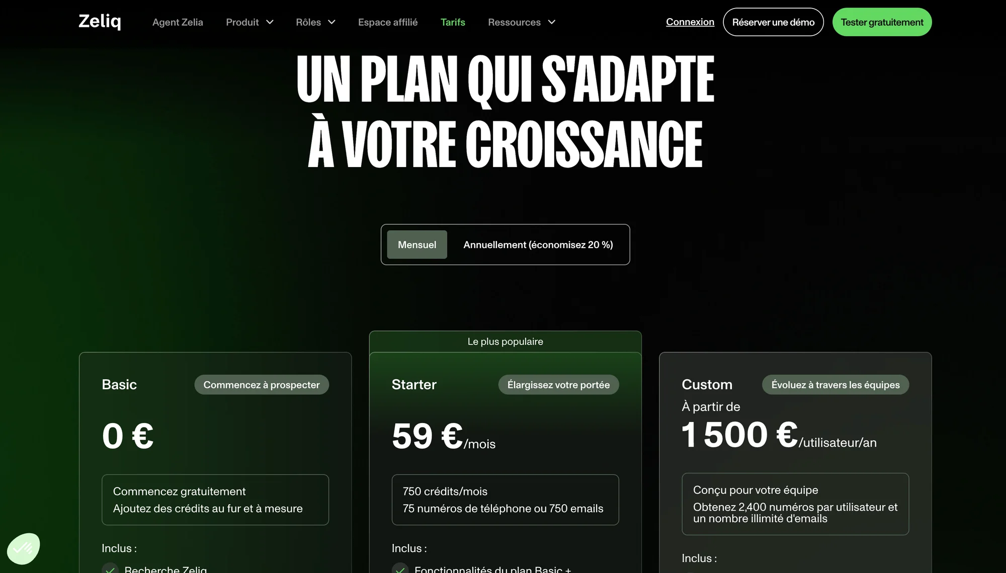prix mensuel zeliq