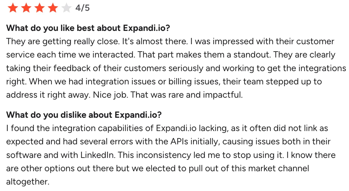 Expandi customer reviews