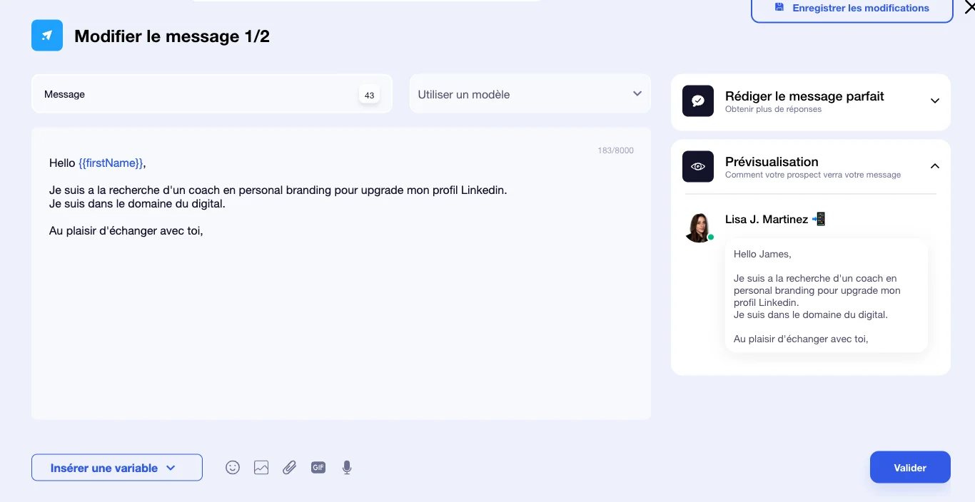 Scrivete un messaggio personalizzato su Waalaxy.