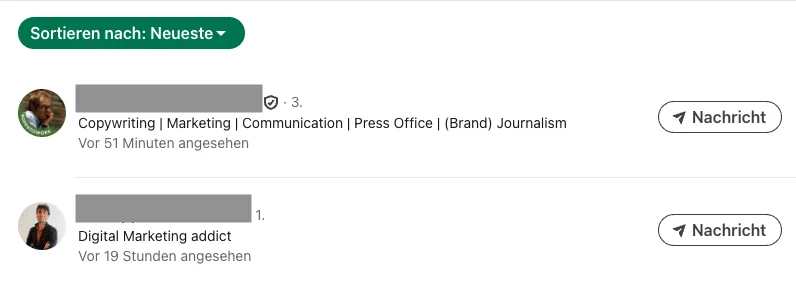 jemand hat Ihr Profil auf Linkedin angesehen