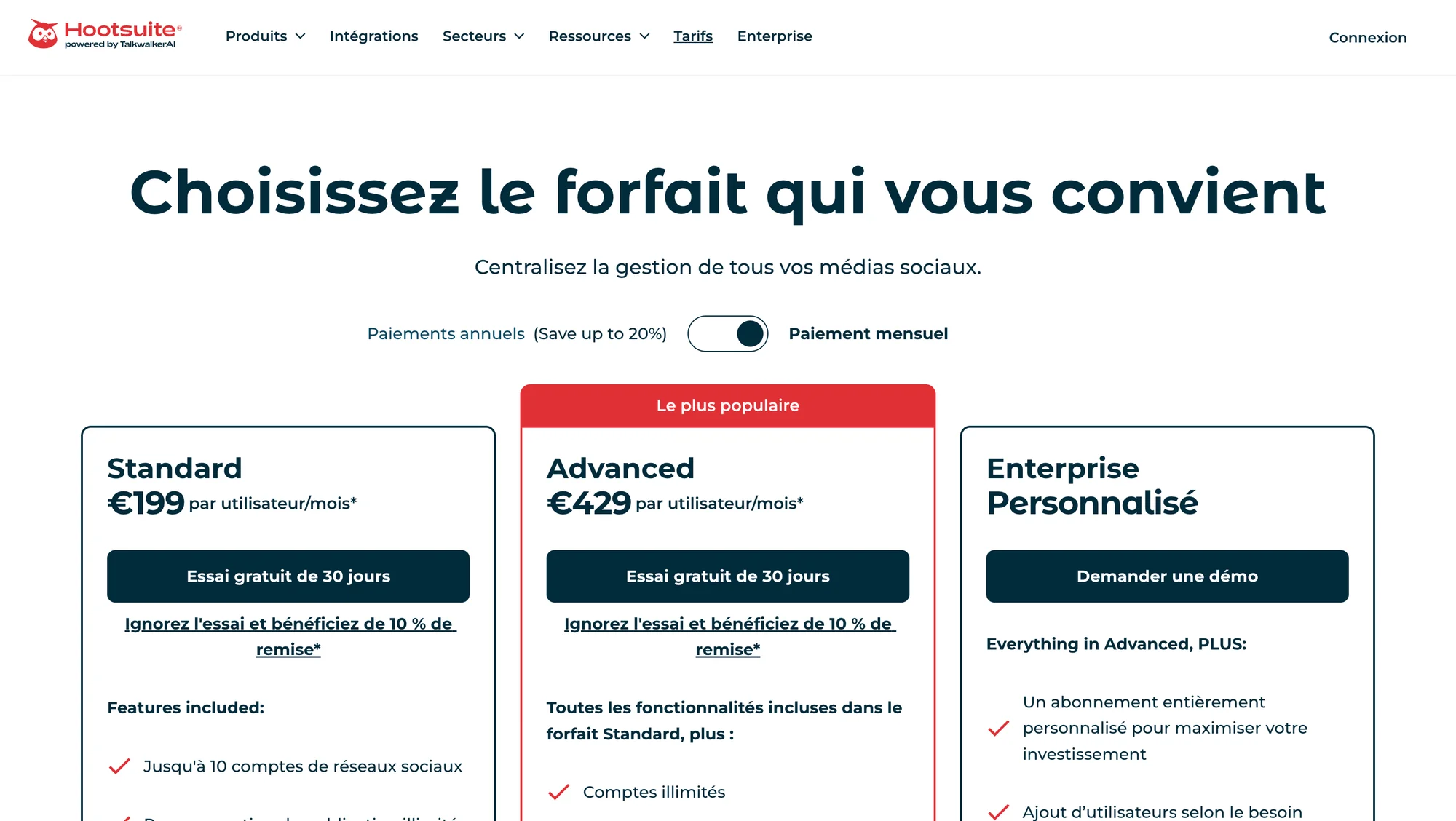 prix Hootsuite
