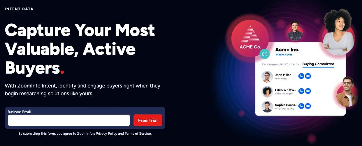 6sense reviews ZoomInfo Intent landing